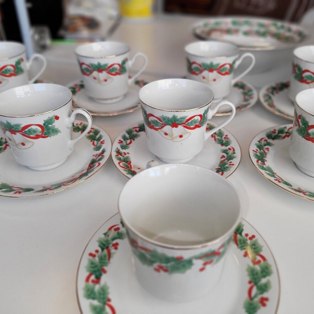 Vintage Christmas Noel By Sango Cups and Saucers